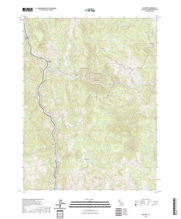 Dos Rios, CA — USGS 7.5-minute topo (2021)
