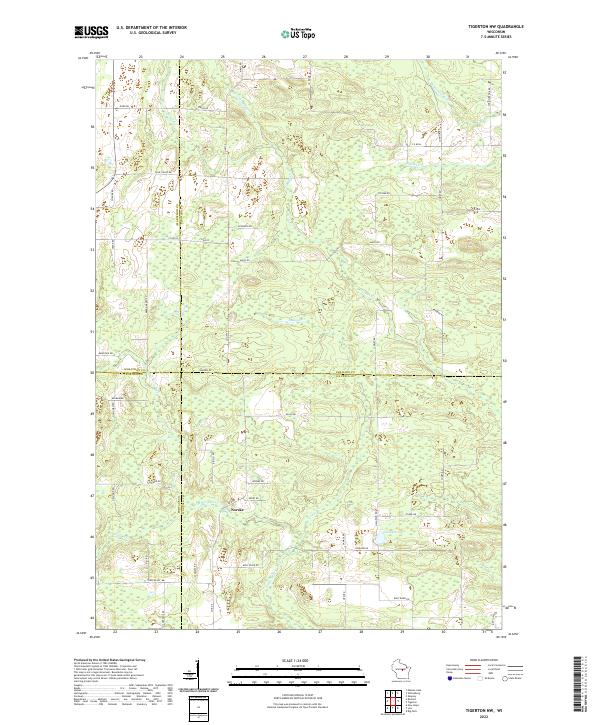 Tigerton NW, WI — USGS 7.5-minute topo (2022)
