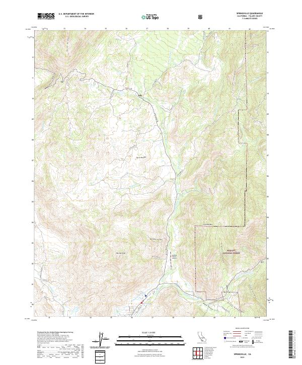 Springville, CA — USGS 7.5-minute topo (2021)
