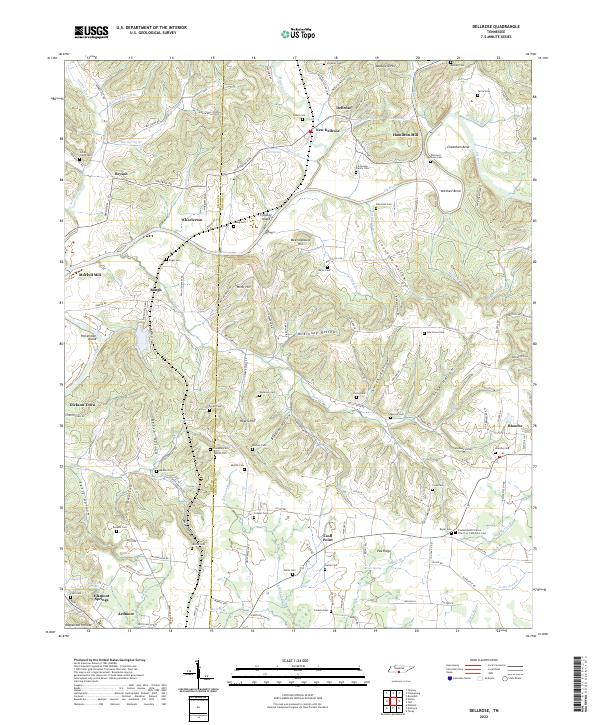 Dellrose, TN — USGS 7.5-minute topo (2022)