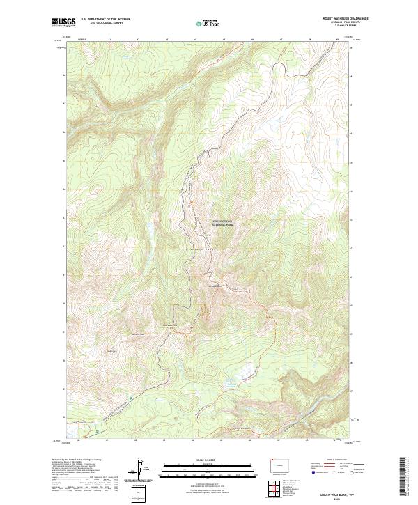 Mount Washburn, WY — USGS 7.5-minute topo (2021)