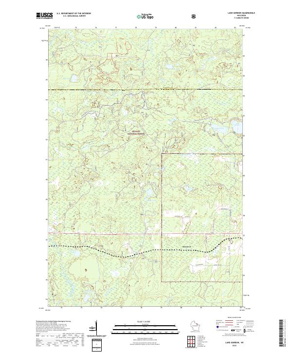 Lake Gordon, WI — USGS 7.5-minute topo (2022)