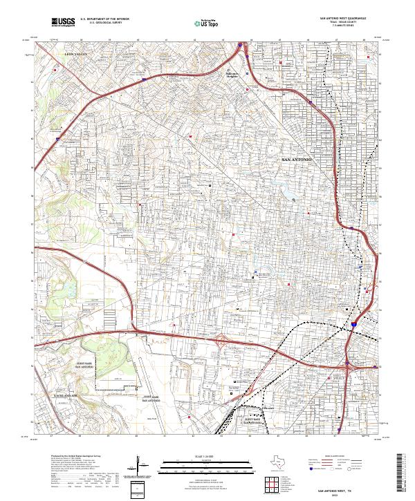 San Antonio West, TX — USGS 7.5-minute topo (2022)