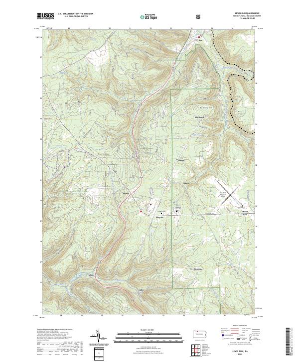 Lewis Run, PA — USGS 7.5-minute topo (2023)