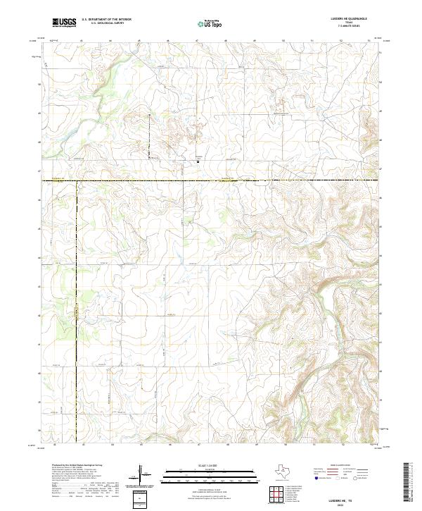 Lueders NE, TX — USGS 7.5-minute topo (2022)