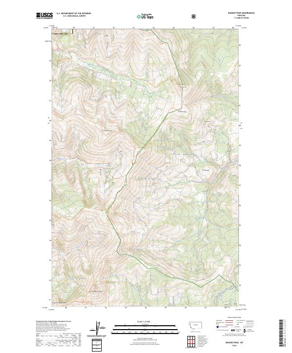 Bassoo Peak, MT — USGS 7.5-minute topo (2024)