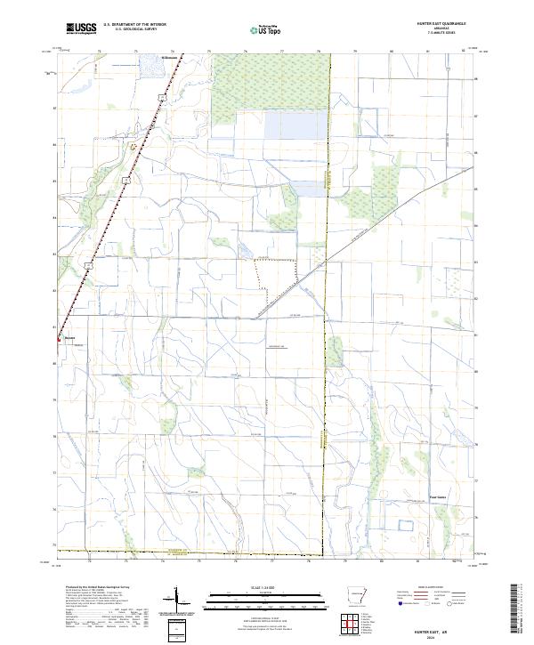 Hunter East, AR — USGS 7.5-minute topo (2024)