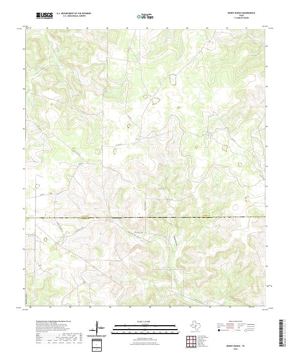 Bundy Ranch, TX — USGS 7.5-minute topo (2022)