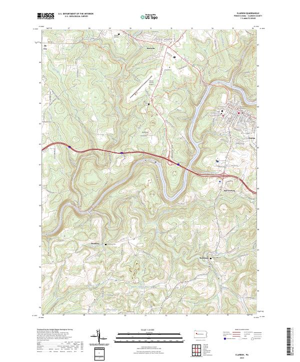 Clarion, PA — USGS 7.5-minute topo (2023)