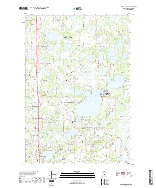 Coon Lake Beach, MN — USGS 7.5-minute topo (2022)