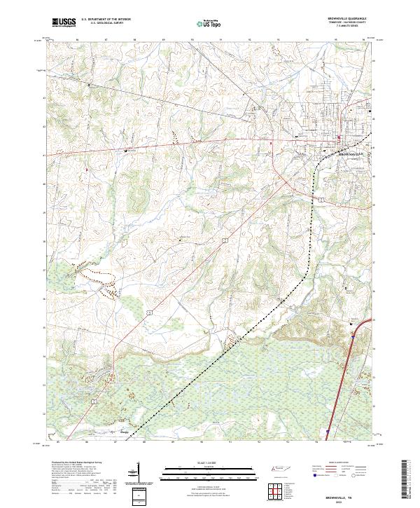 Brownsville, TN — USGS 7.5-minute topo (2022)