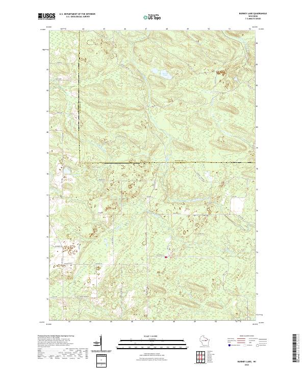 Burney Lake, WI — USGS 7.5-minute topo (2022)