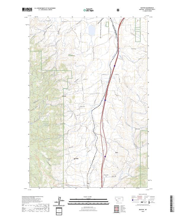Buxton, MT — USGS 7.5-minute topo (2024)