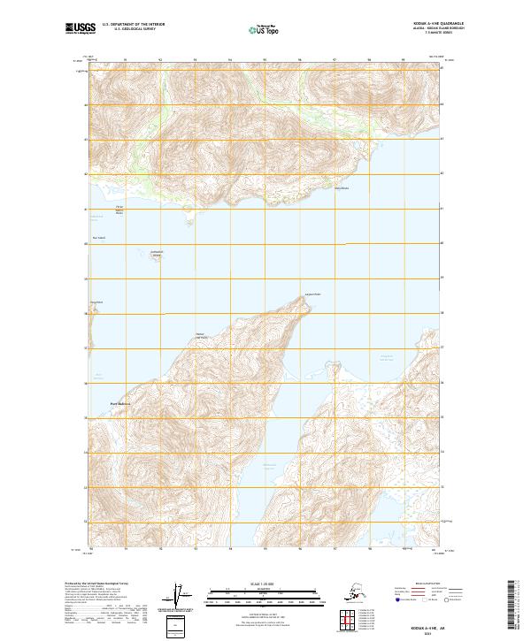 Kodiak A-4 NE, AK — USGS 7.5-minute topo (2021)