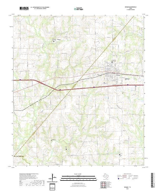Weimar, TX — USGS 7.5-minute topo (2022)