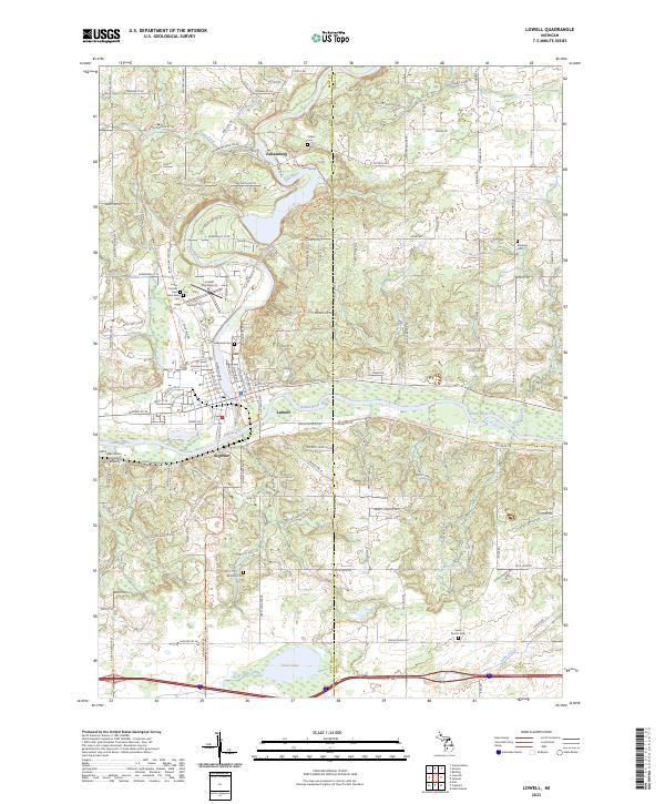 Lowell, MI — USGS 7.5-minute topo (2023)