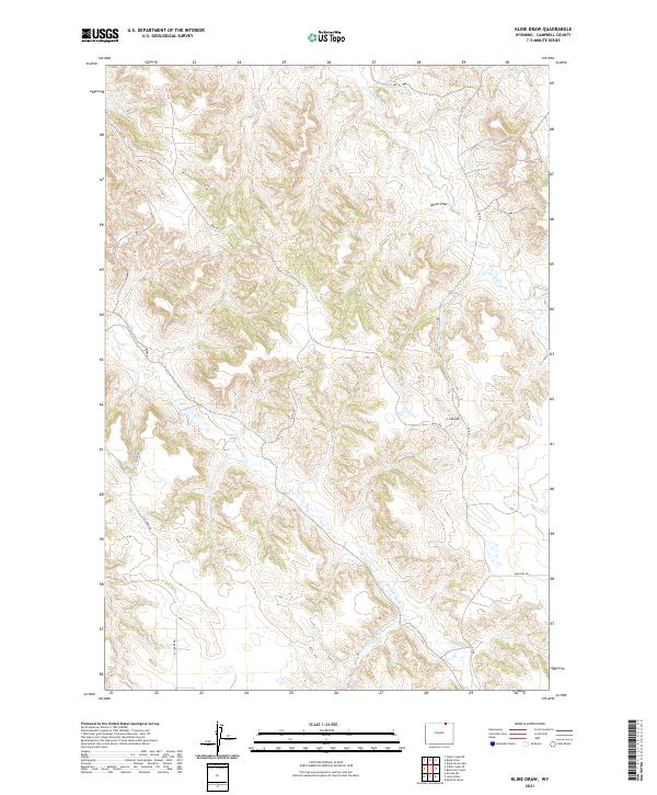 Kline Draw, WY — USGS 7.5-minute topo (2021)