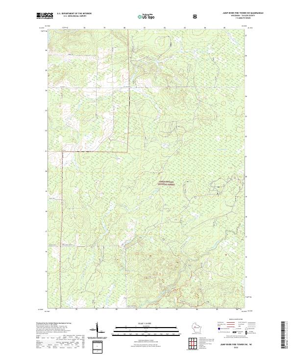 Jump River Fire Tower SW, WI — USGS 7.5-minute topo (2022)