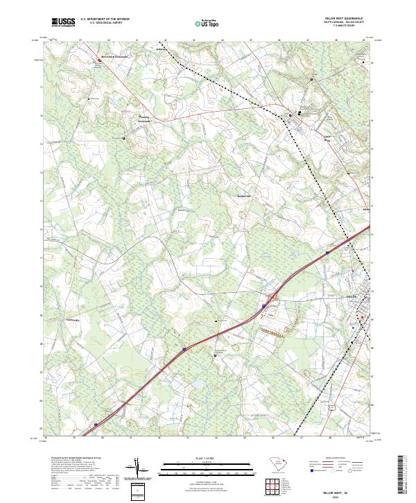 Dillon West, SC — USGS 7.5-minute topo (2024)