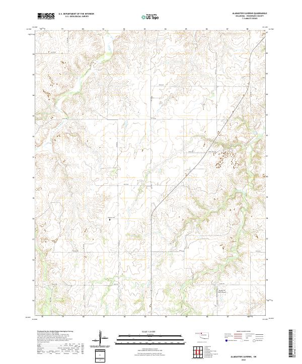 Alabaster Caverns, OK — USGS 7.5-minute topo (2022)