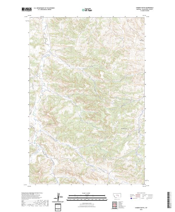 Chimney Butte, MT — USGS 7.5-minute topo (2024)