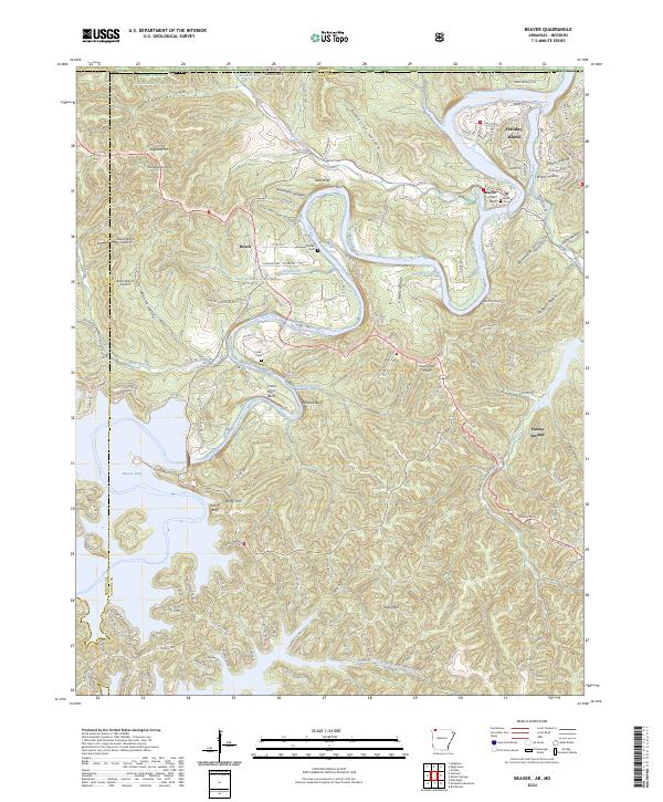 Beaver, AR-MO — USGS 7.5-minute topo (2024)
