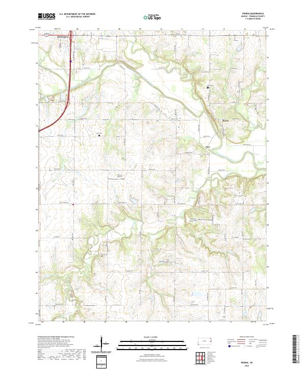 Peoria, KS — USGS 7.5-minute topo (2022)