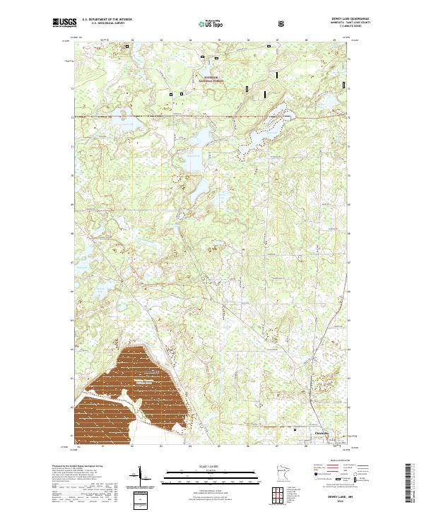 Dewey Lake, MN — USGS 7.5-minute topo (2022)