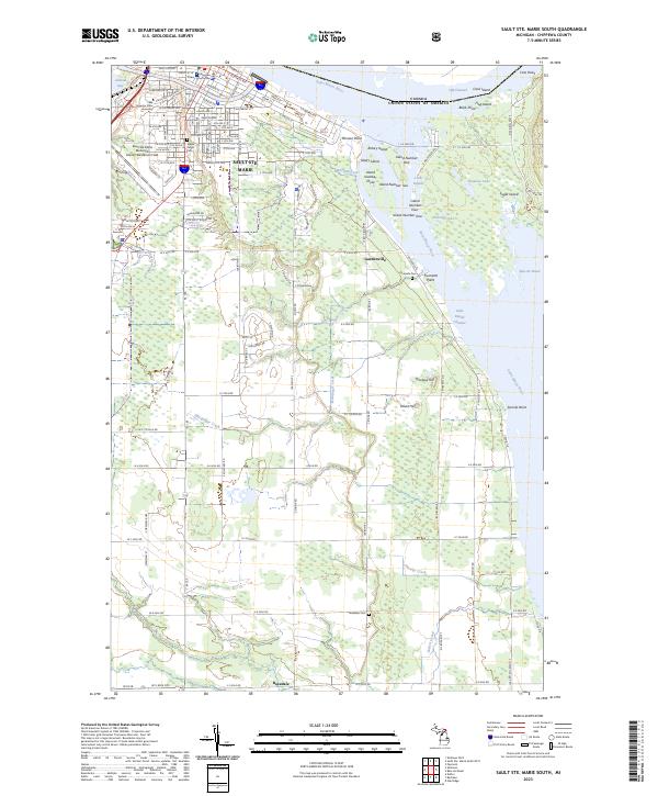 Sault Ste. Marie South, MI — USGS 7.5-minute topo (2023)