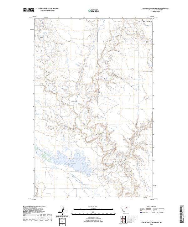 North Chinook Reservoir, MT — USGS 7.5-minute topo (2024)
