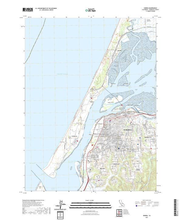 Eureka, CA — USGS 7.5-minute topo (2021)