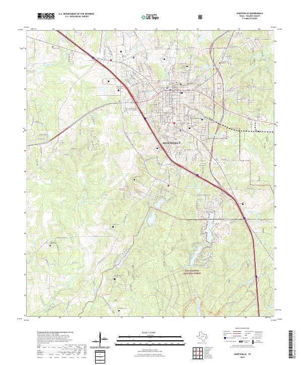 Huntsville, TX — USGS 7.5-minute topo (2022)