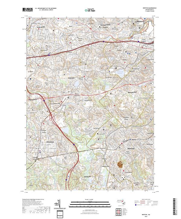 Newton, MA — USGS 7.5-minute topo (2024)
