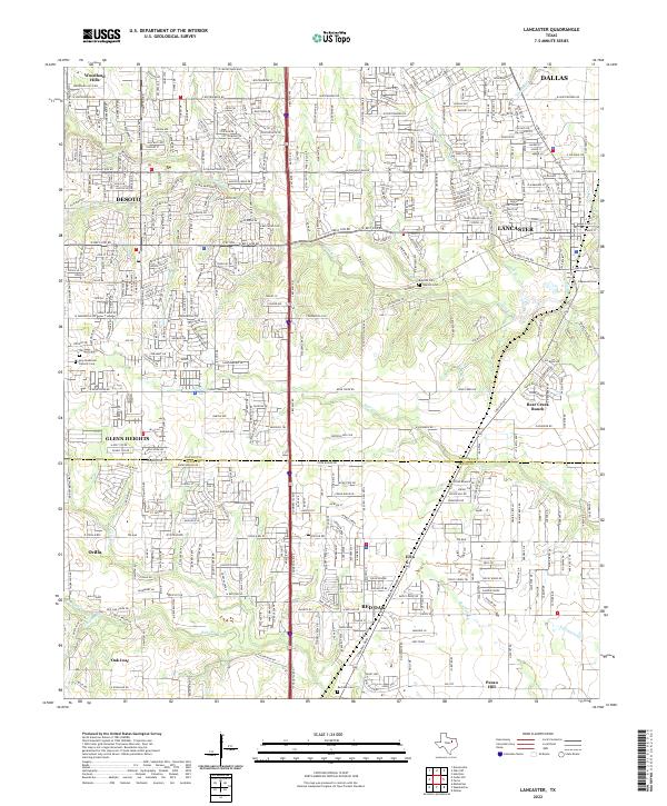 Lancaster, TX — USGS 7.5-minute topo (2022)