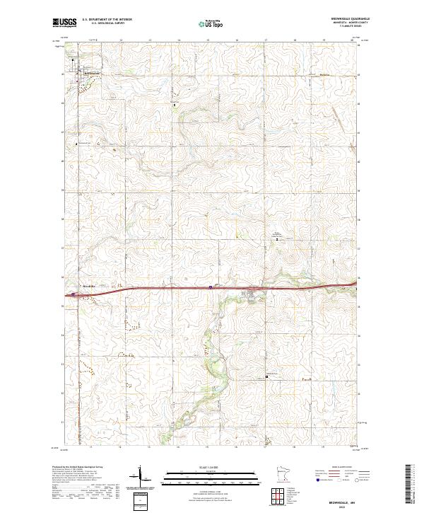 Brownsdale, MN — USGS 7.5-minute topo (2022)