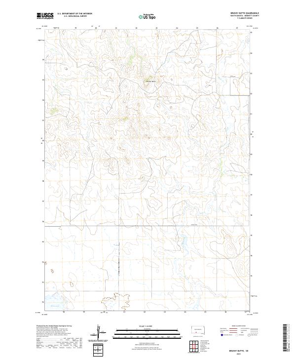 Brushy Butte, SD — USGS 7.5-minute topo (2021)