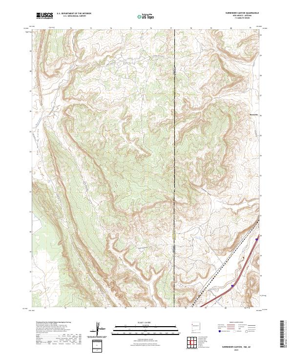 Surrender Canyon, NM-AZ — USGS 7.5-minute topo (2023)