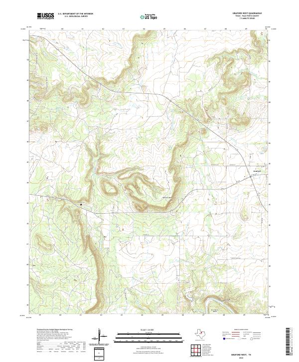 Graford West, TX — USGS 7.5-minute topo (2022)