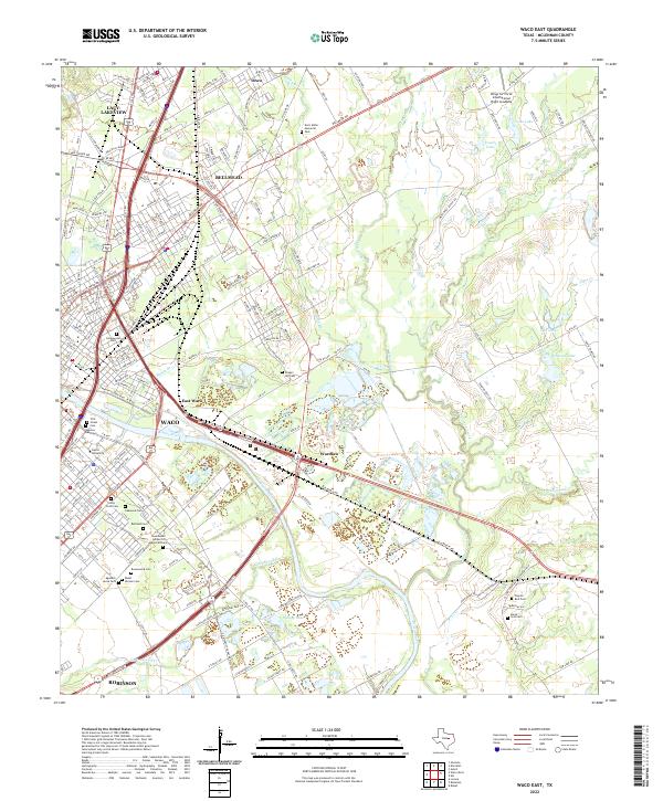 Waco East, TX — USGS 7.5-minute topo (2022)