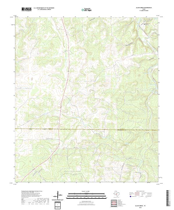 Allen Creek, TX — USGS 7.5-minute topo (2022)