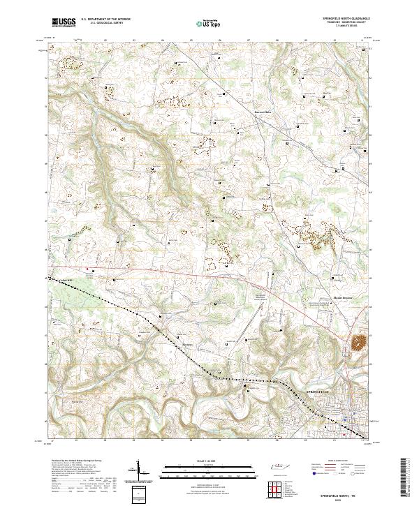 Springfield North, TN — USGS 7.5-minute topo (2022)