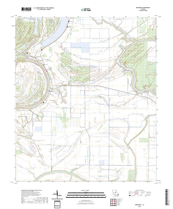 Monterey, LA — USGS 7.5-minute topo (2024)