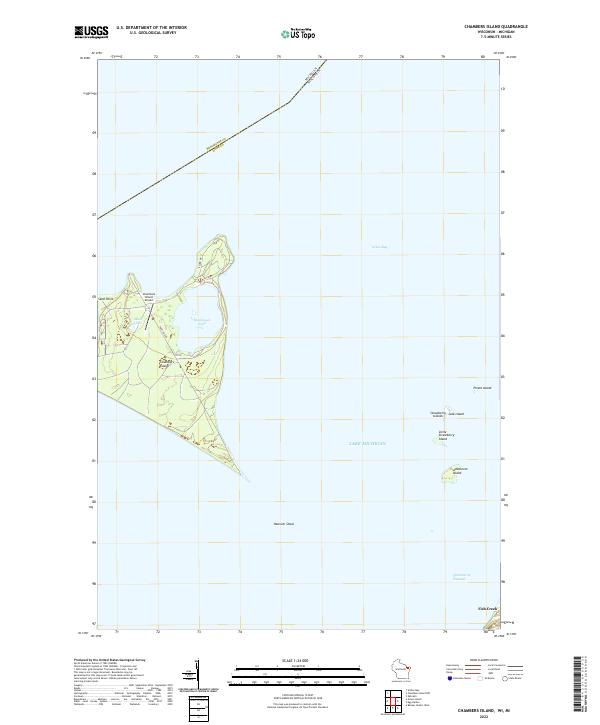 Chambers Island, WI-MI — USGS 7.5-minute topo (2022)