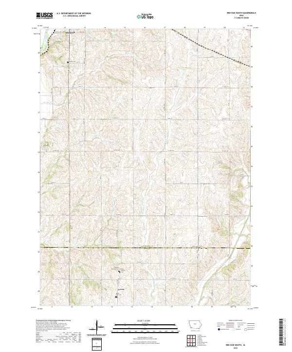 Red Oak South, IA — USGS 7.5-minute topo (2022)