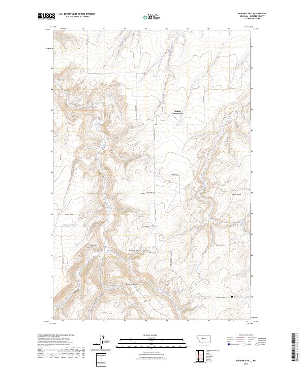 Mahoney Hill, MT — USGS 7.5-minute topo (2024)