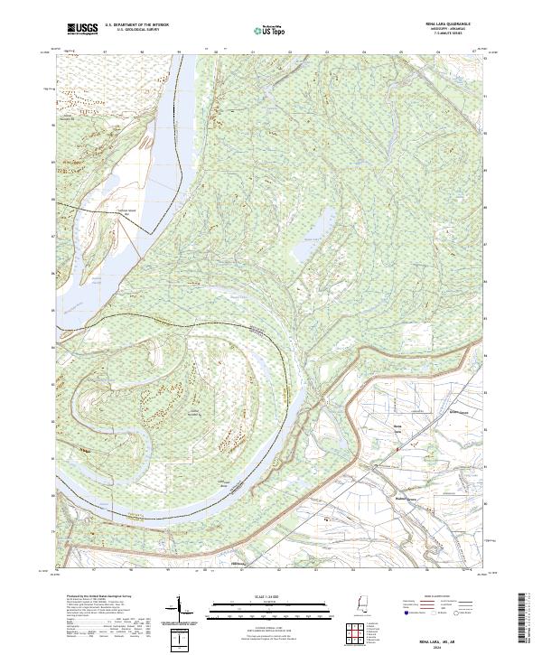 Rena Lara, MS-AR — USGS 7.5-minute topo (2024)