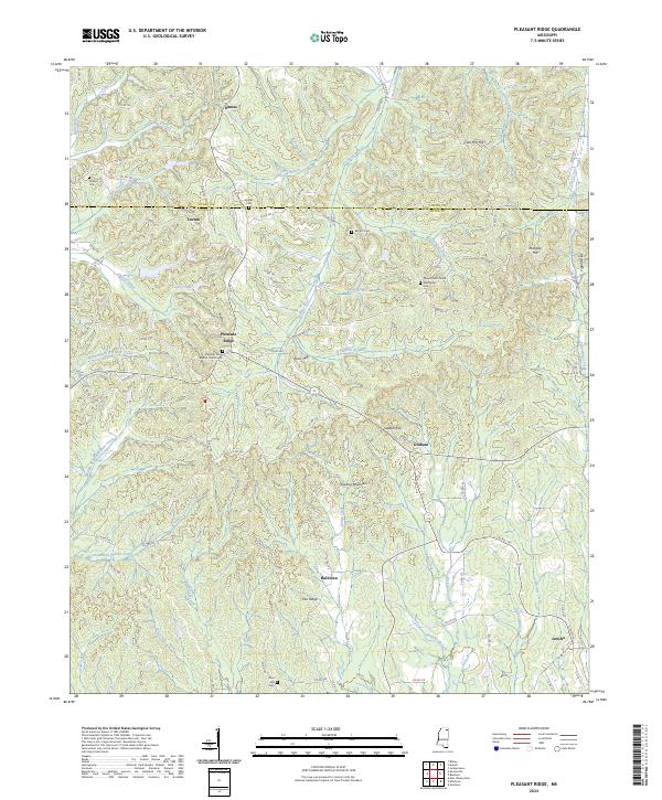 Pleasant Ridge, MS — USGS 7.5-minute topo (2024)