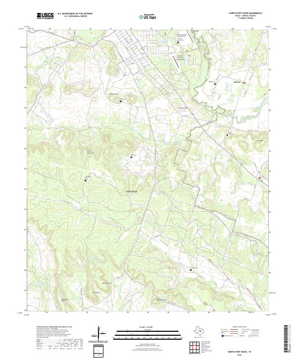 North Fort Hood, TX — USGS 7.5-minute topo (2022)