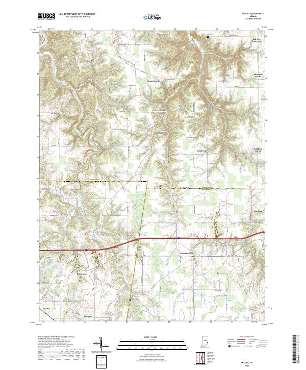 Spades, IN — USGS 7.5-minute topo (2022)