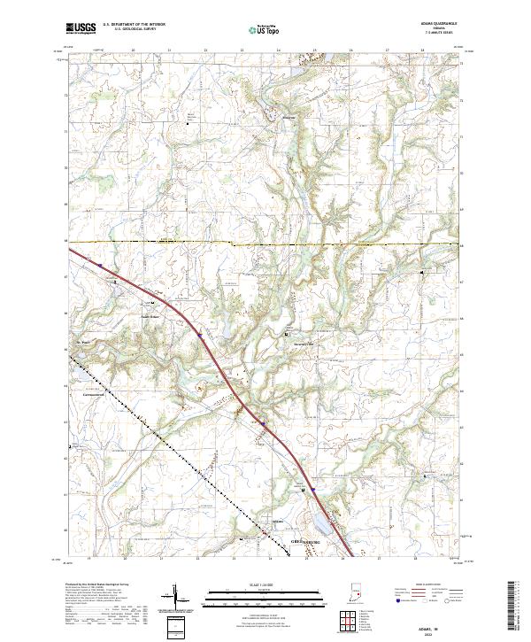 Adams, IN — USGS 7.5-minute topo (2022)